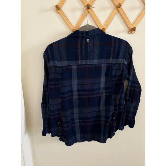 Prana Top Women's XS Blue Fillary Plaid Organic Cotton Button Up Collared - Picture 8 of 9